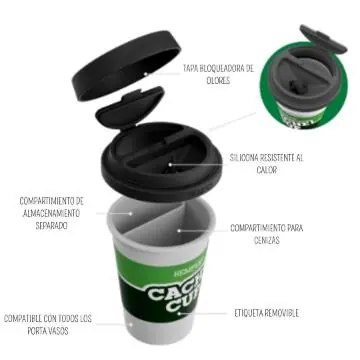 HEMPER Tech - Cache Cup - Cenicero Libre De Humo - 6 UNidades