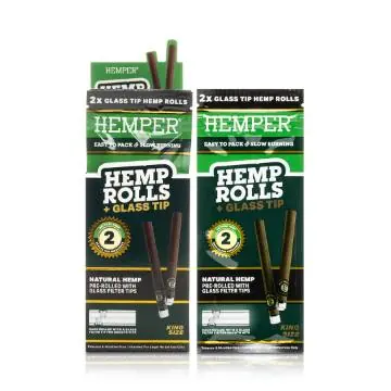 Display 12 UNidades - Rolls King Size Con Boquilla De Vidrio (2 UNidades) - Natural