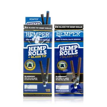 Display 12 UNidades - Rolls King Size Con Boquilla De Vidrio (2 UNidades) - Arandano