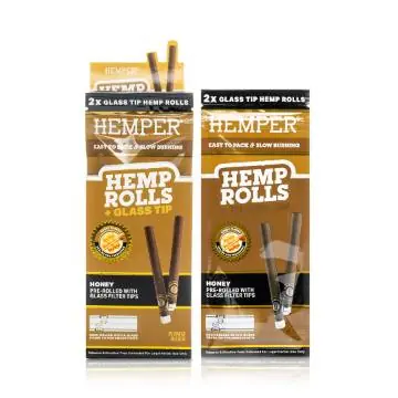 Display 12 UNidades - Rolls King Size Con Boquilla De Vidrio (2 UNidades) - Miel